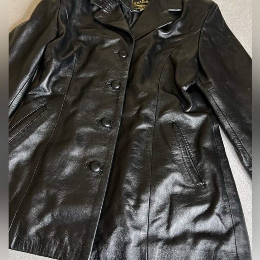 Vera Pelle Italian Black Leather Jacket Size 44/12 - Picture 3 of 16